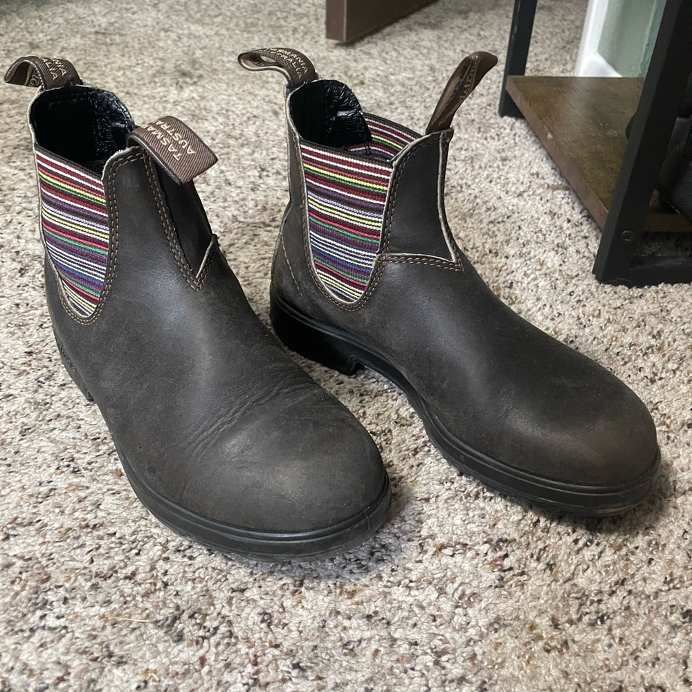 Blundstone Brown Chelsea Boots with Striped Accents